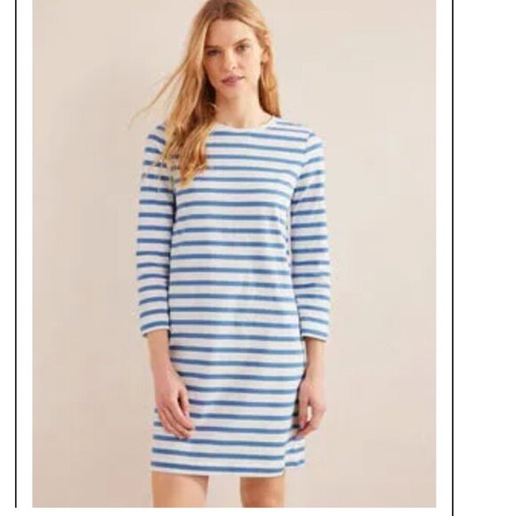 Boden Mini T-shirt Dress 3/4 sleeve blue white striped size 8R preppy - Picture 1 of 11